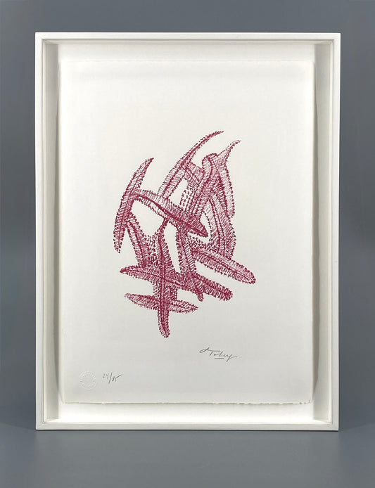 Farblithografie "Komposition in Rot" von Mark Tobey (1890–1976), Edition Erker, St. Gallen, 1972