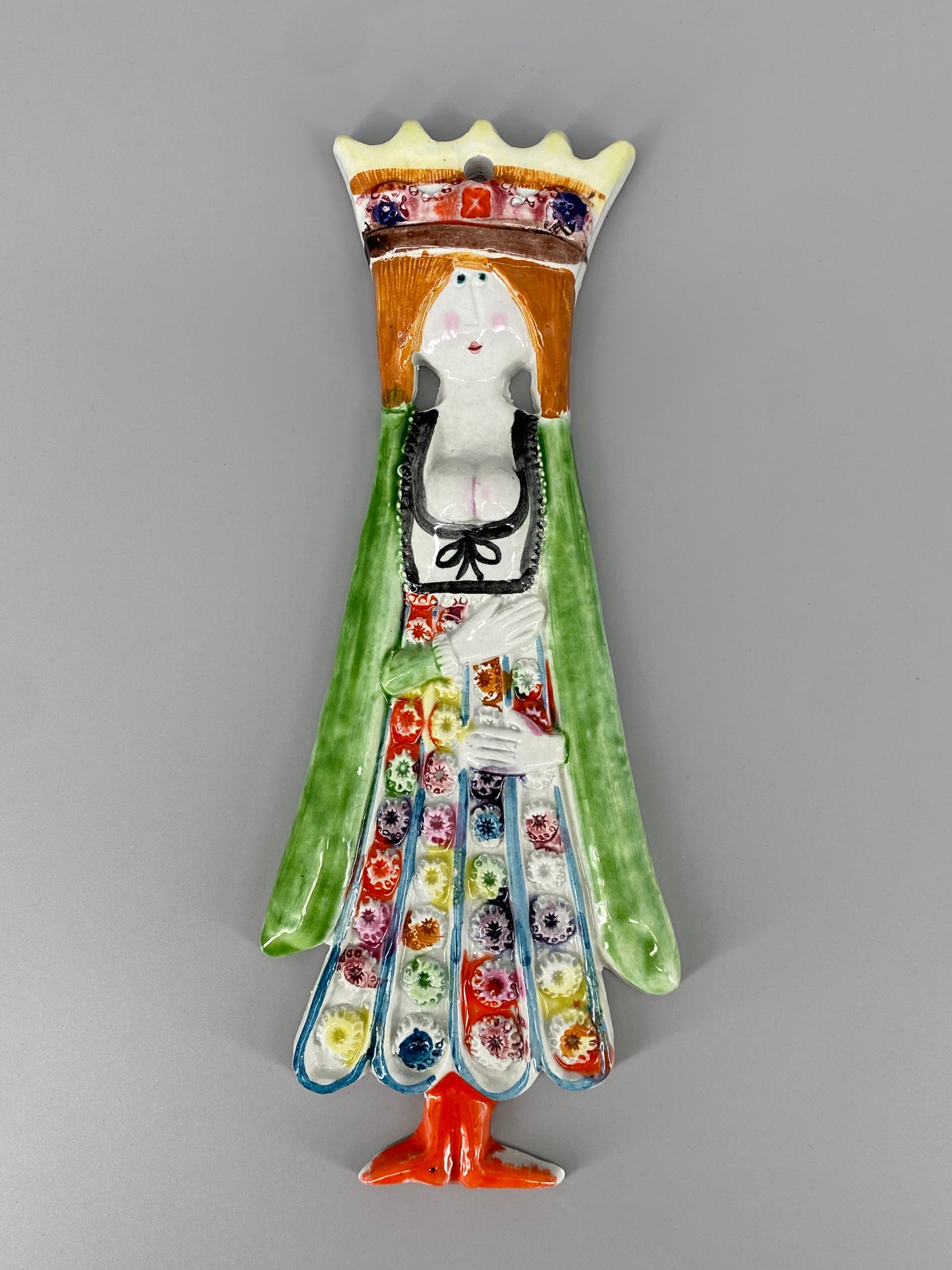 Buntes Keramik-Wandbild einer Königin, Italien, 80er Jahre