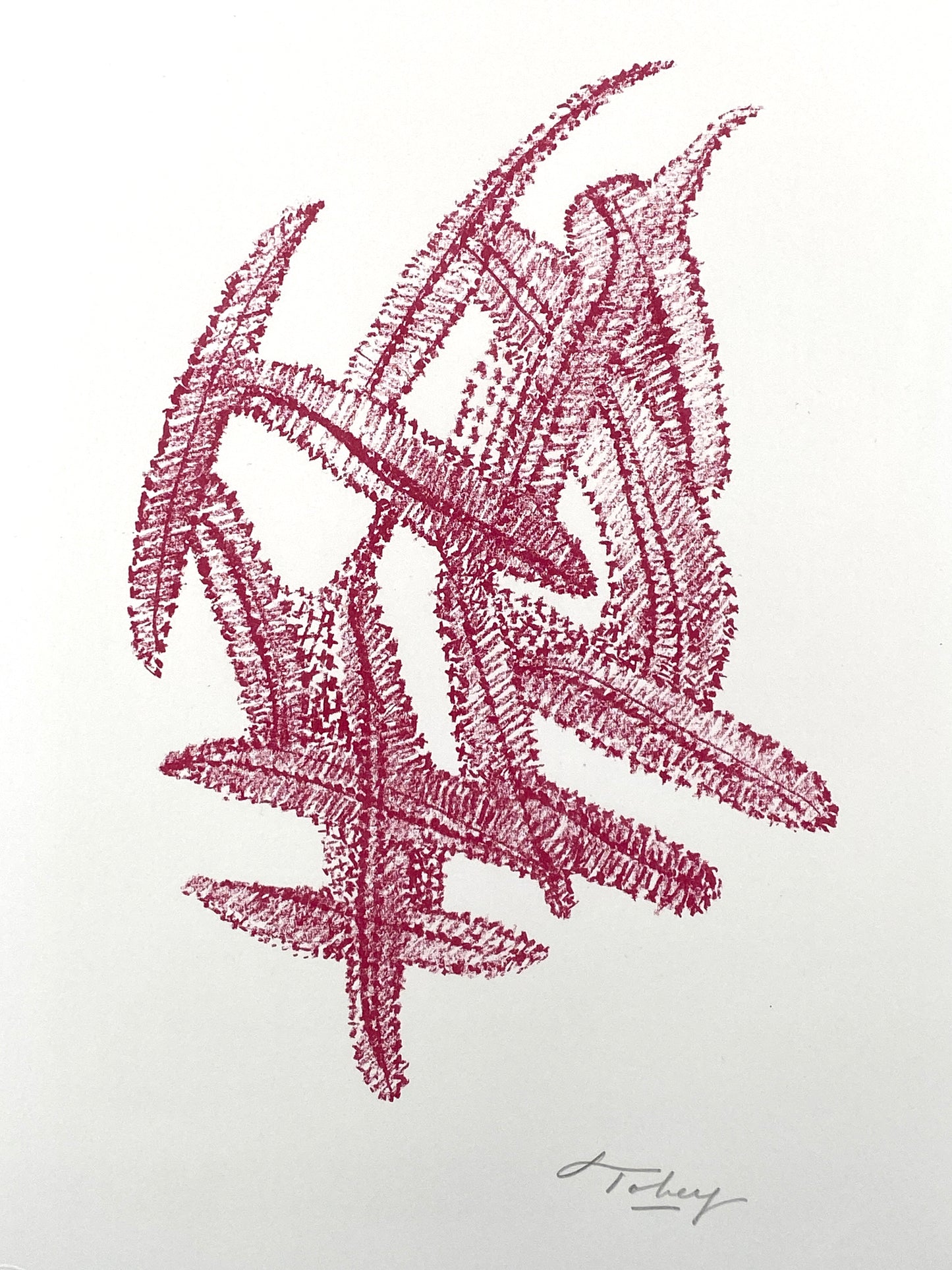 Farblithografie "Komposition in Rot" von Mark Tobey (1890–1976), Edition Erker, St. Gallen, 1972