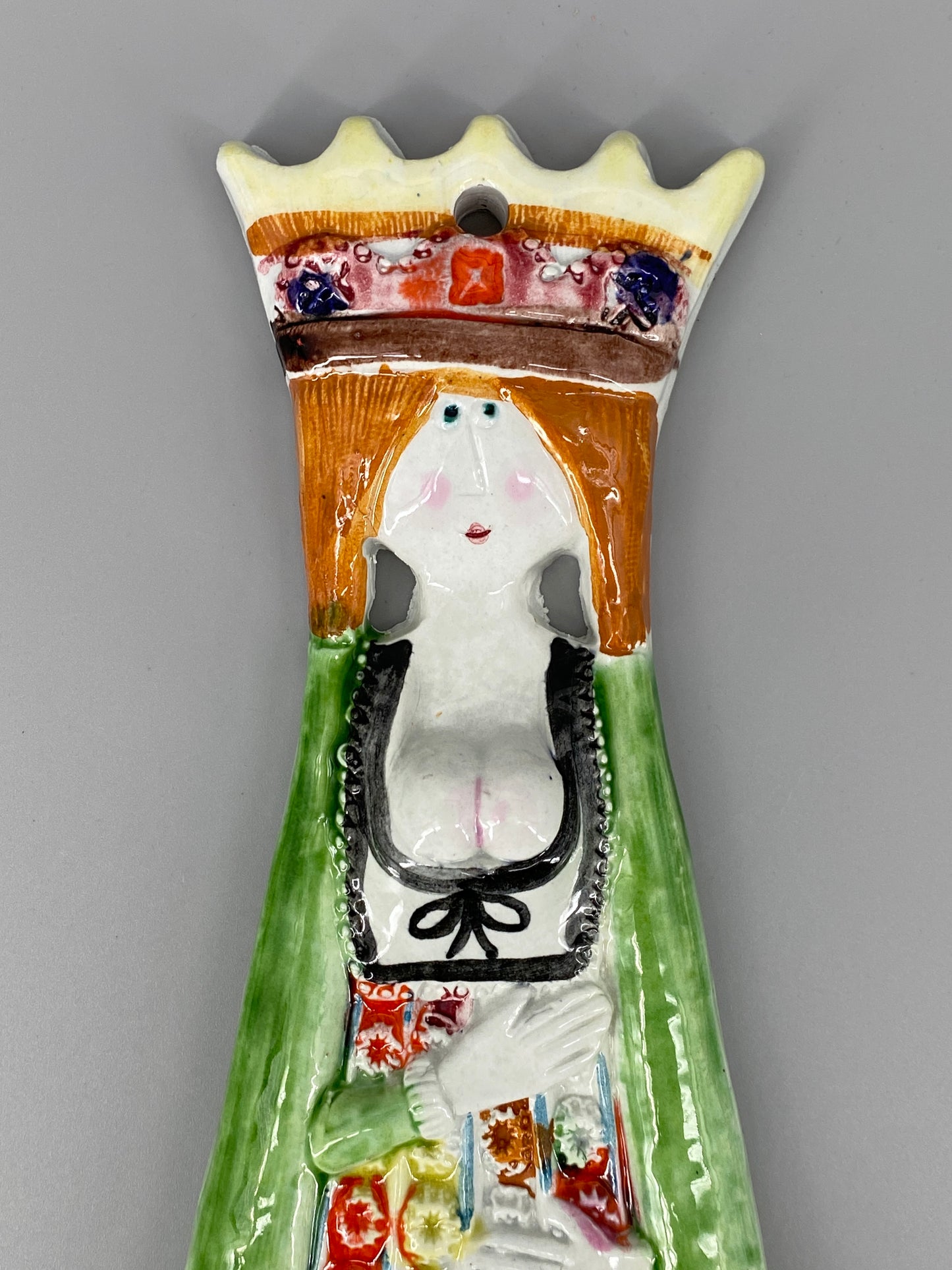 Buntes Keramik-Wandbild einer Königin, Italien, 80er Jahre