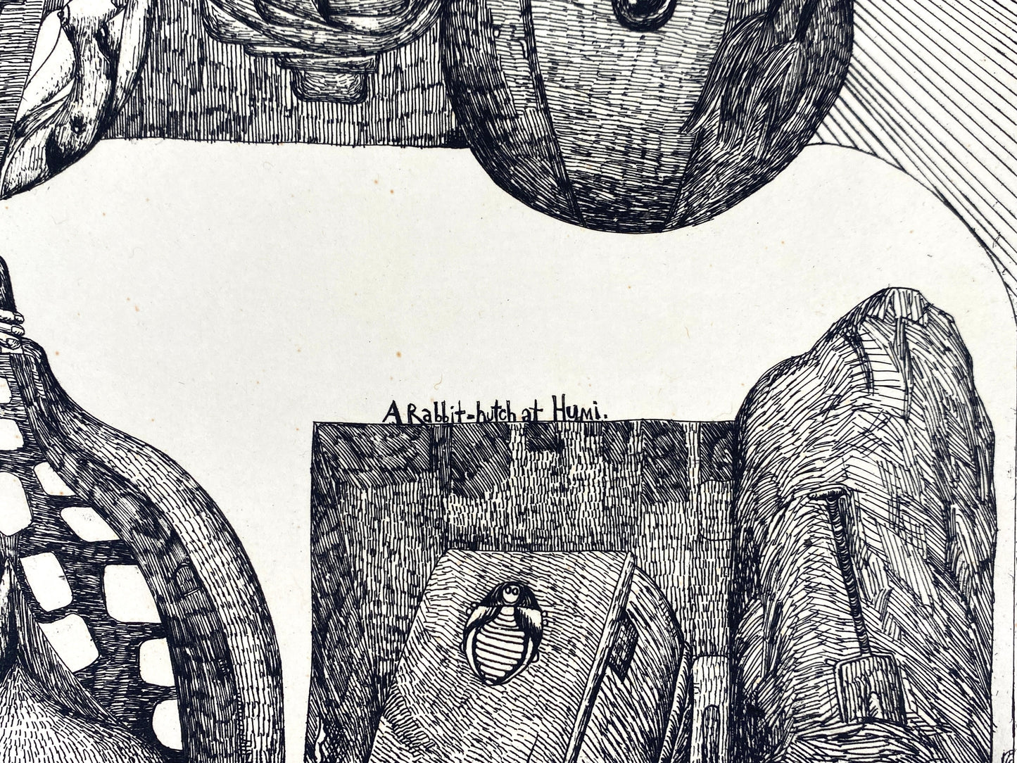 Handsignierte Radierung "Begrüßung der Kaninchen" von Pit Morell (geb. 1939), Edition der Griffelkunst-Vereinigung, Hamburg 1967