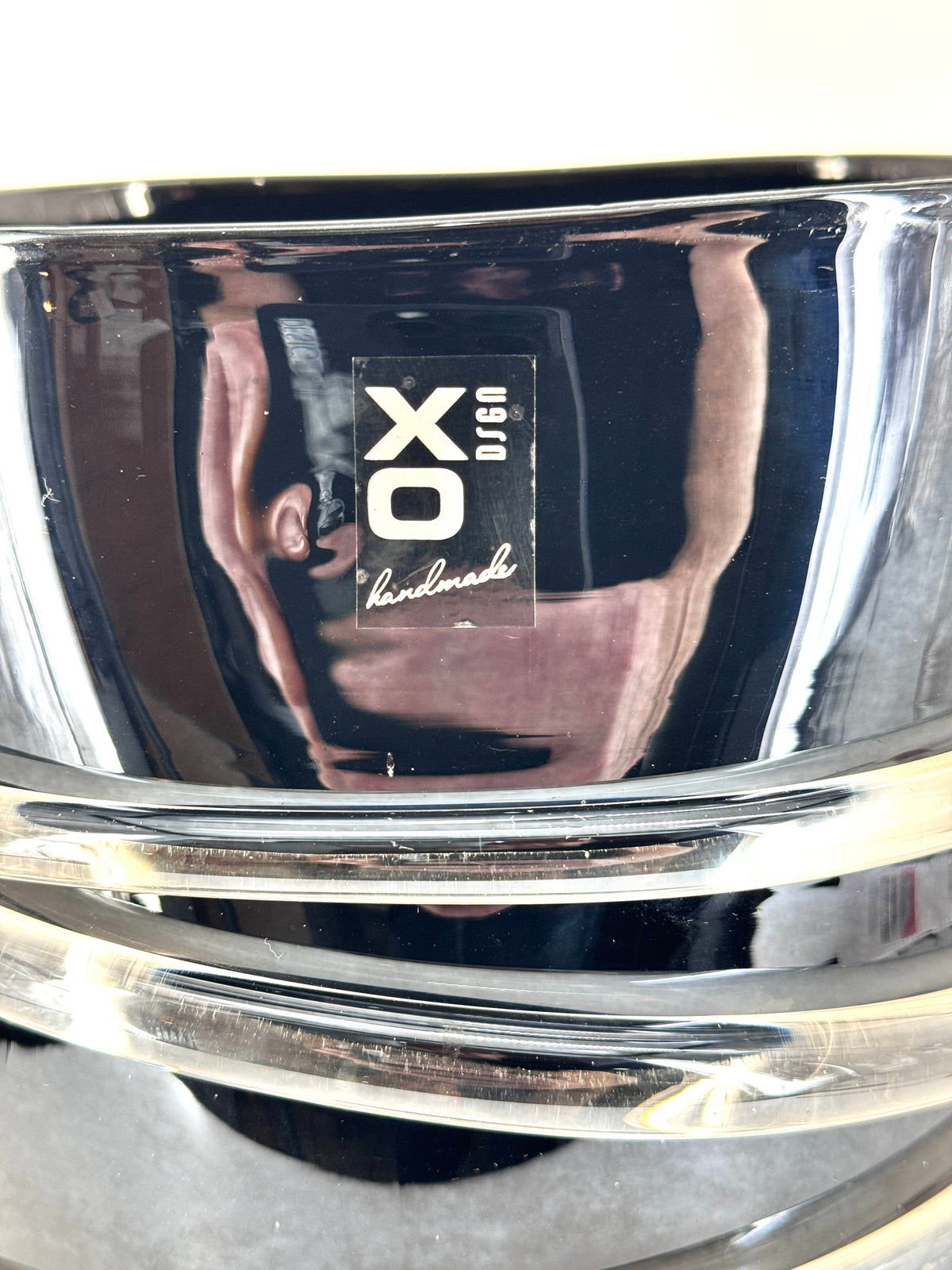XO DSGN  BODENVASE BLAU SCHWARZ GLAS MIT GLASSPIRALE