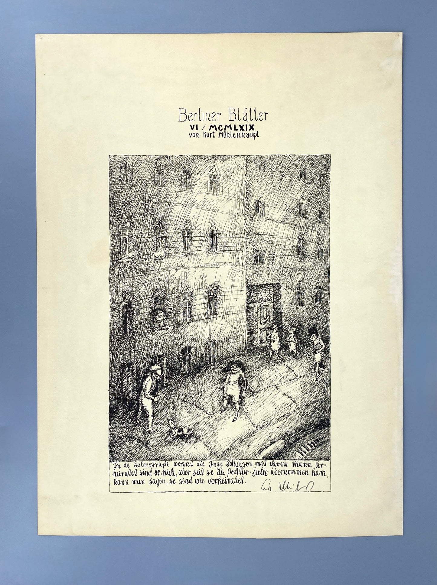Handsignierte Lithografie von Kurt Mühlenhaupt (geb. 1921) aus der Reihe „Berliner Blätter“ (1969/6)