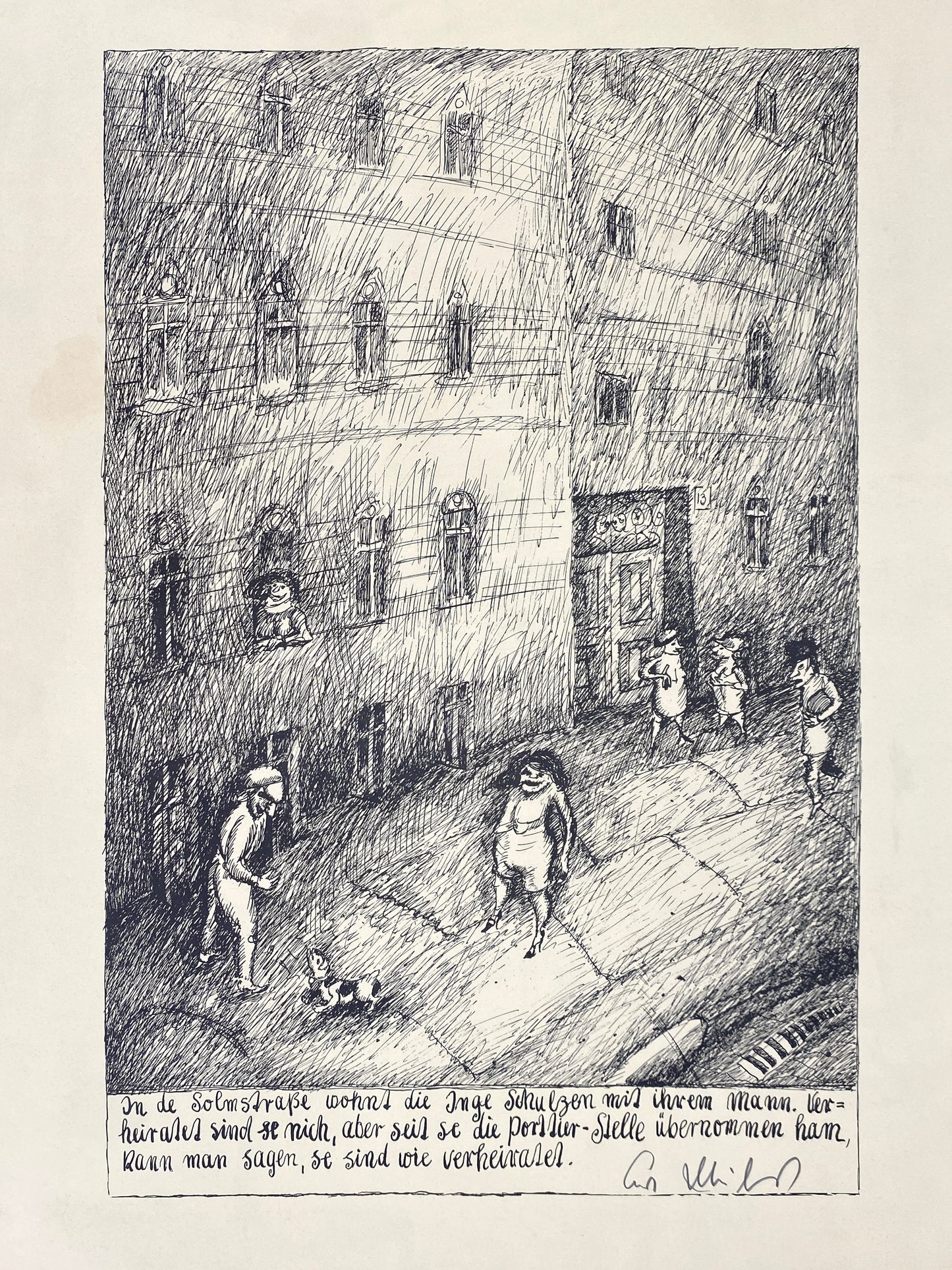 Handsignierte Lithografie von Kurt Mühlenhaupt (geb. 1921) aus der Reihe „Berliner Blätter“ (1969/6)