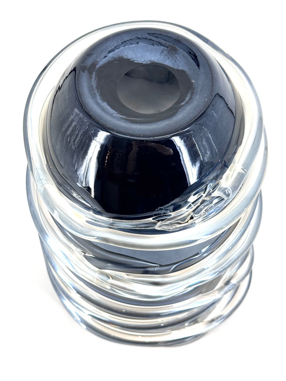 XO DSGN  BODENVASE BLAU SCHWARZ GLAS MIT GLASSPIRALE