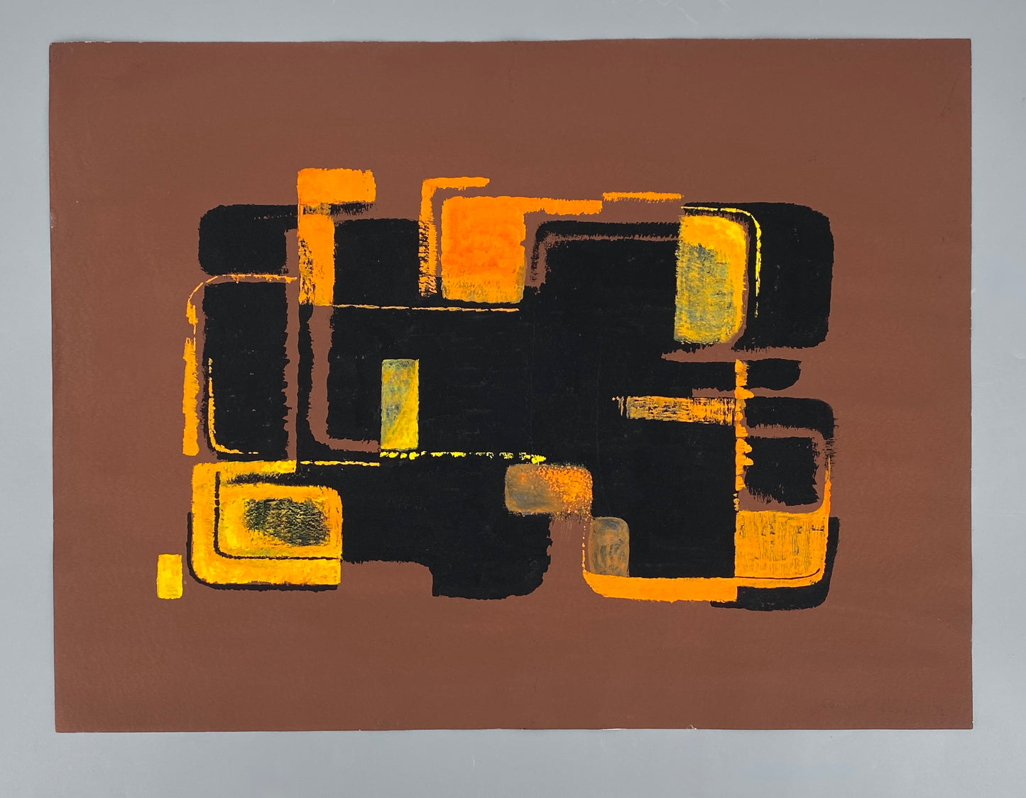 Abstraktes Acrylgemälde "Eindringen in Schwarz III" von Margret Rinke (geb. 1943), 1974