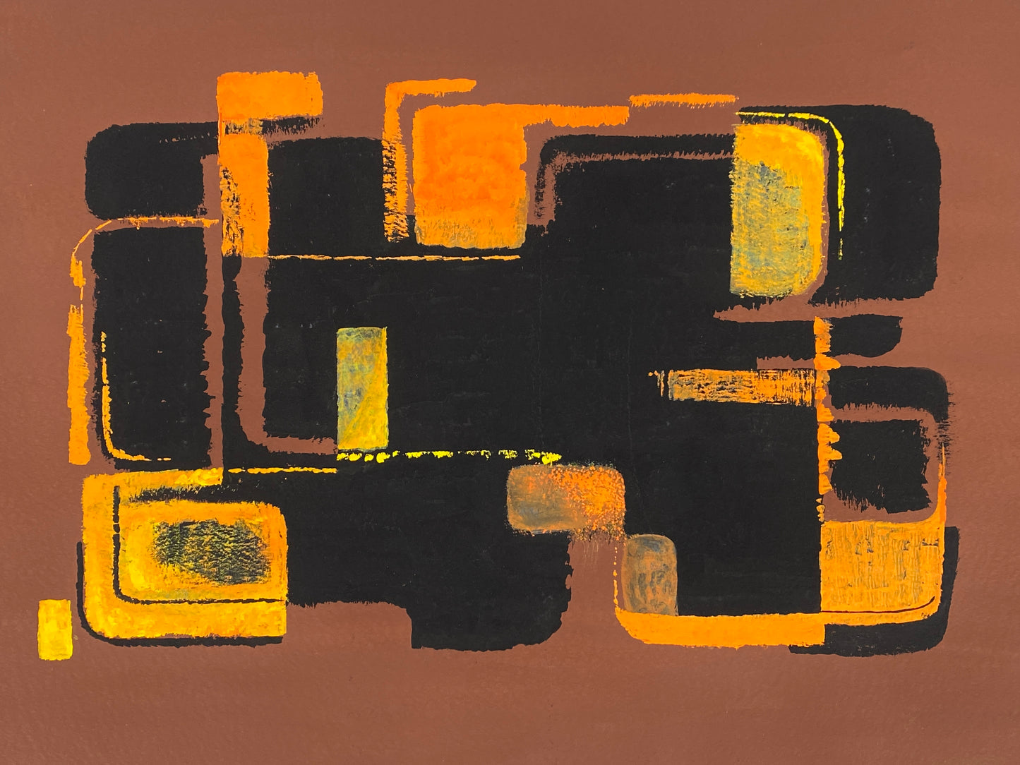 Abstraktes Acrylgemälde "Eindringen in Schwarz III" von Margret Rinke (geb. 1943), 1974