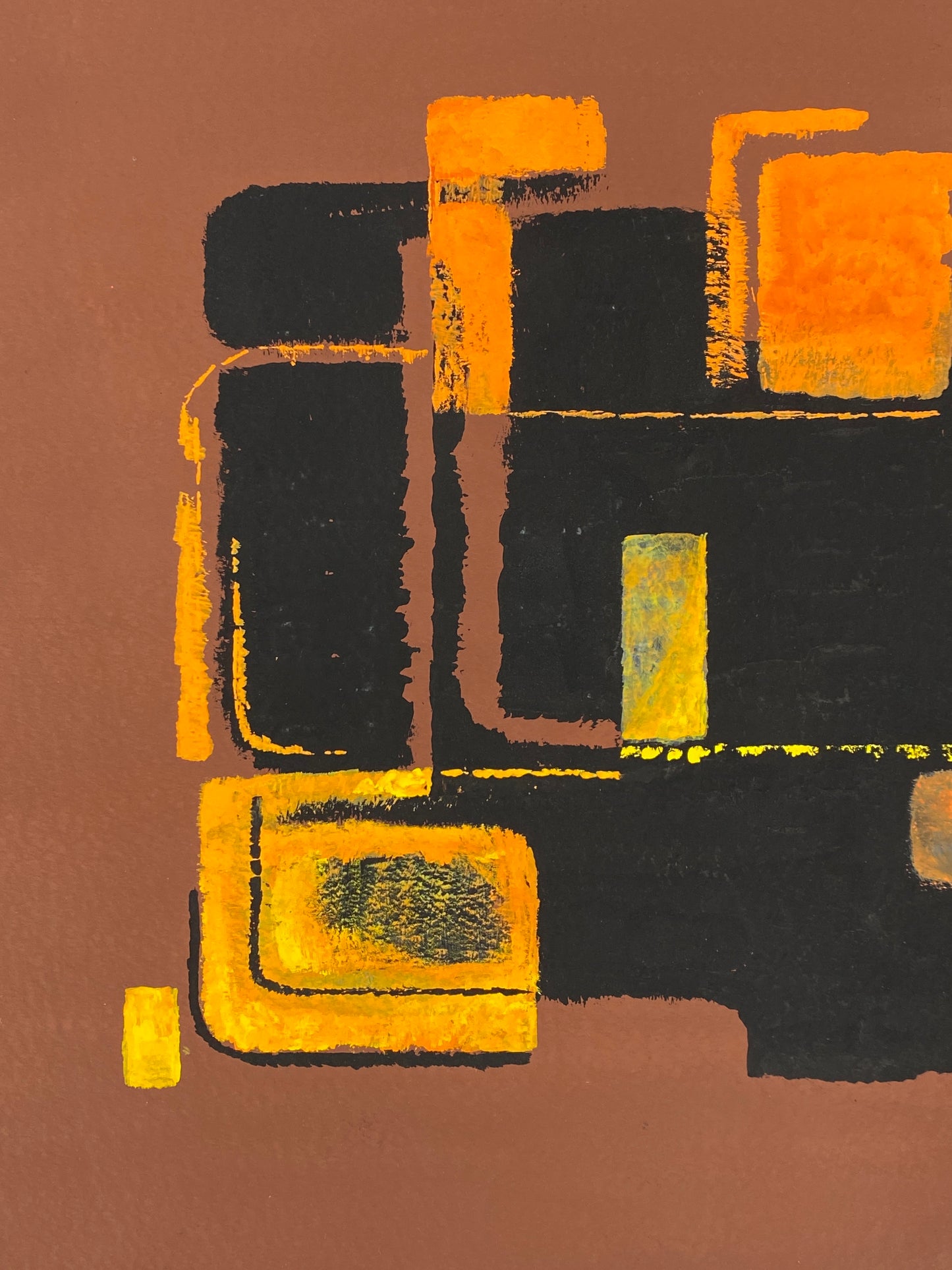 Abstraktes Acrylgemälde "Eindringen in Schwarz III" von Margret Rinke (geb. 1943), 1974