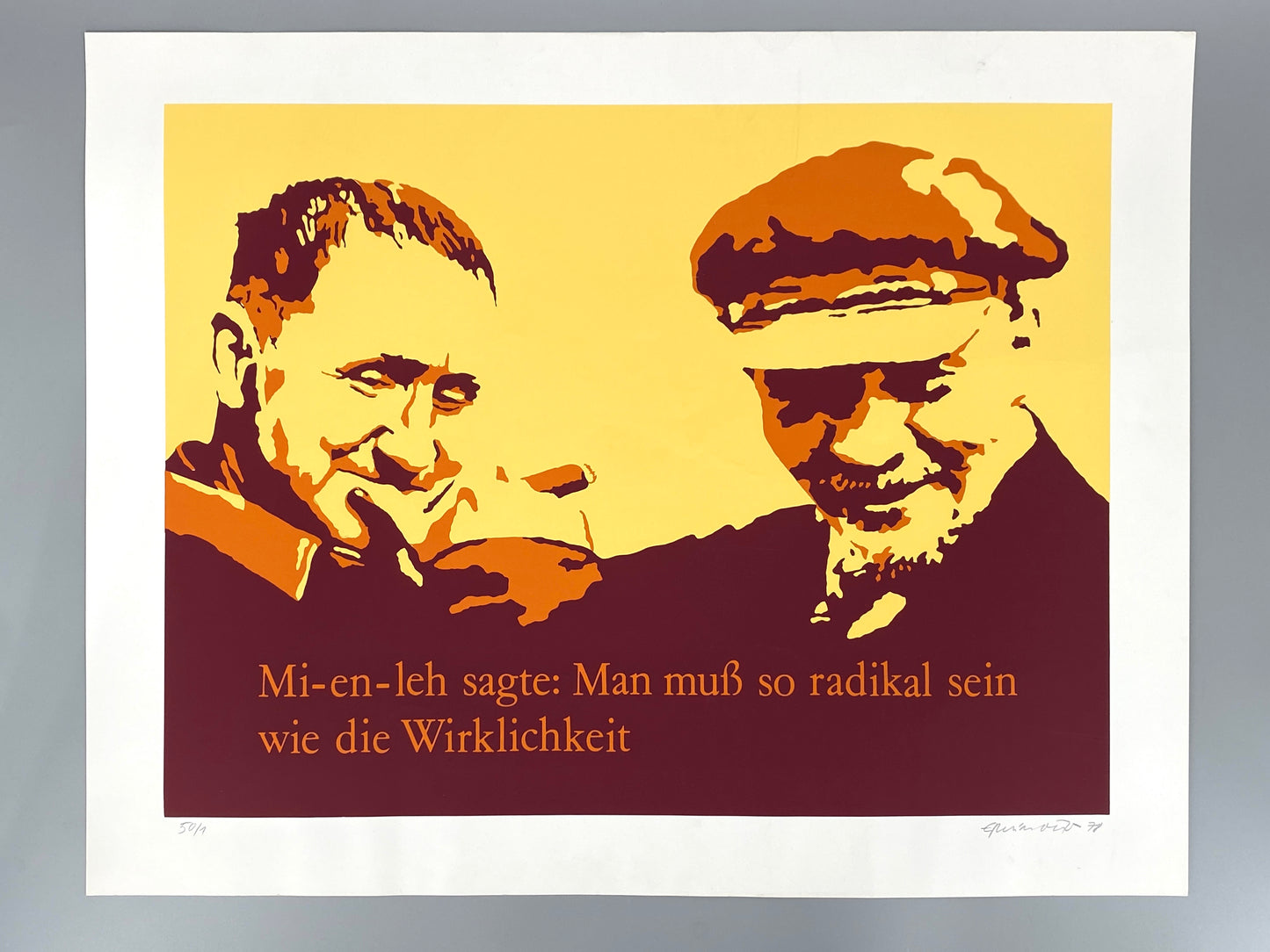 Nummerierter und signierter Farbsiebdruck mit den Porträten von Bertolt Brecht und Lenin, 1978