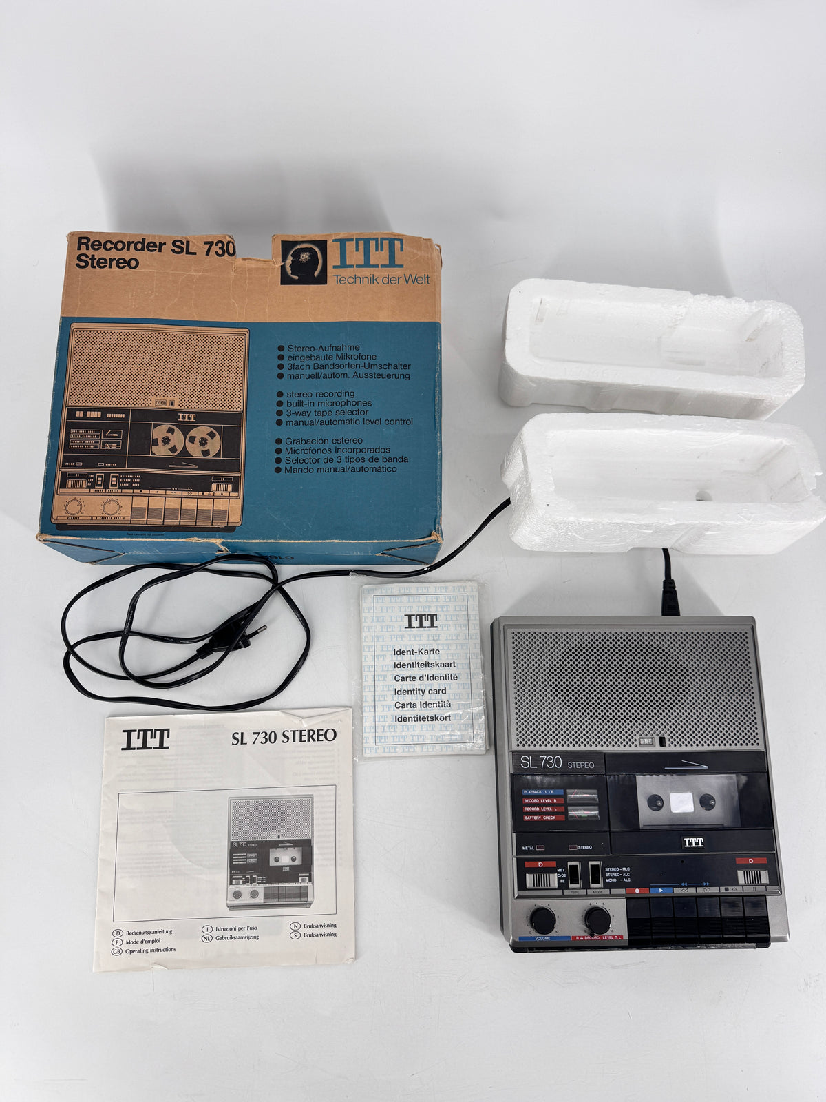 ITT SL 730 KASSETTENREKORDER MIT OVP UND ANLEITUNG, STEREO RECORDER