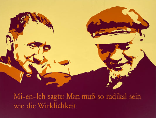 Nummerierter und signierter Farbsiebdruck mit den Porträten von Bertolt Brecht und Lenin, 1978