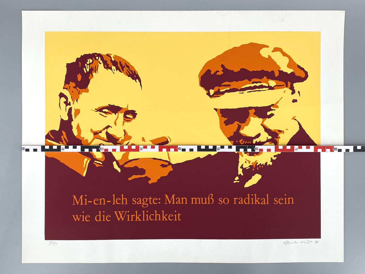 Nummerierter und signierter Farbsiebdruck mit den Porträten von Bertolt Brecht und Lenin, 1978
