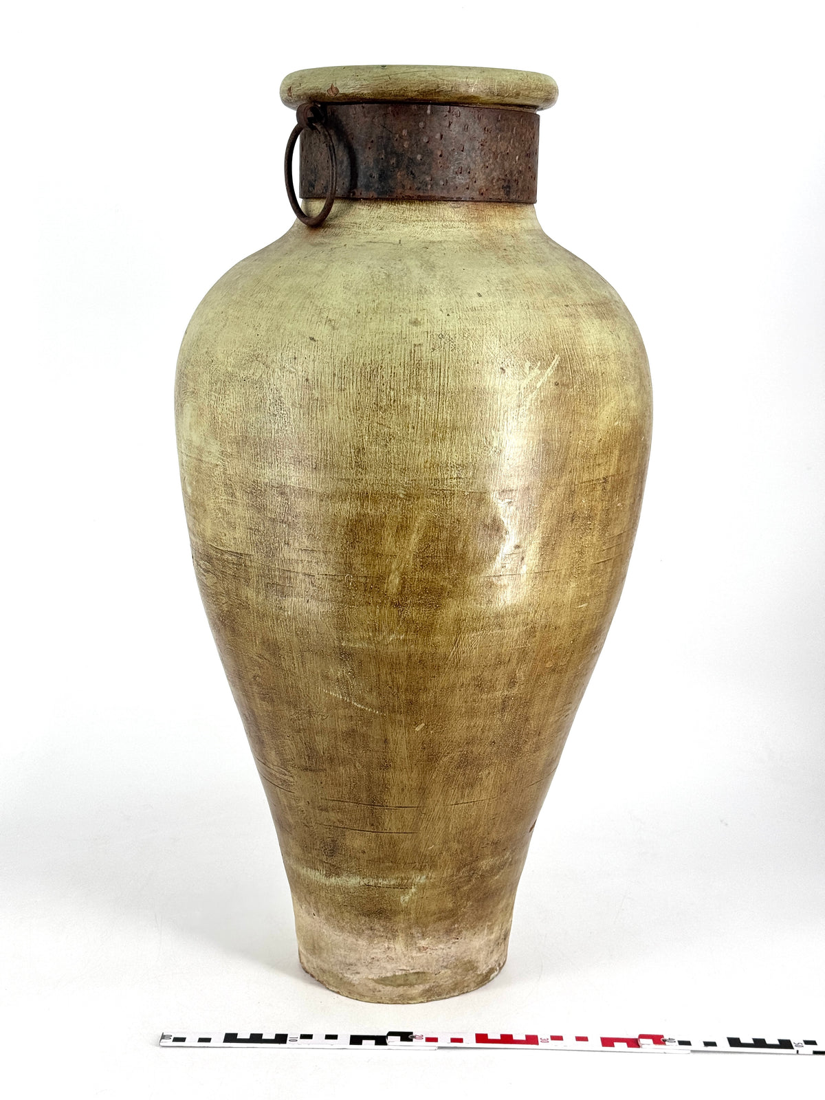 XXL BODENVASE 76CM ANTIK-STIL KERAMIK AMPHORE METALLGRIFF