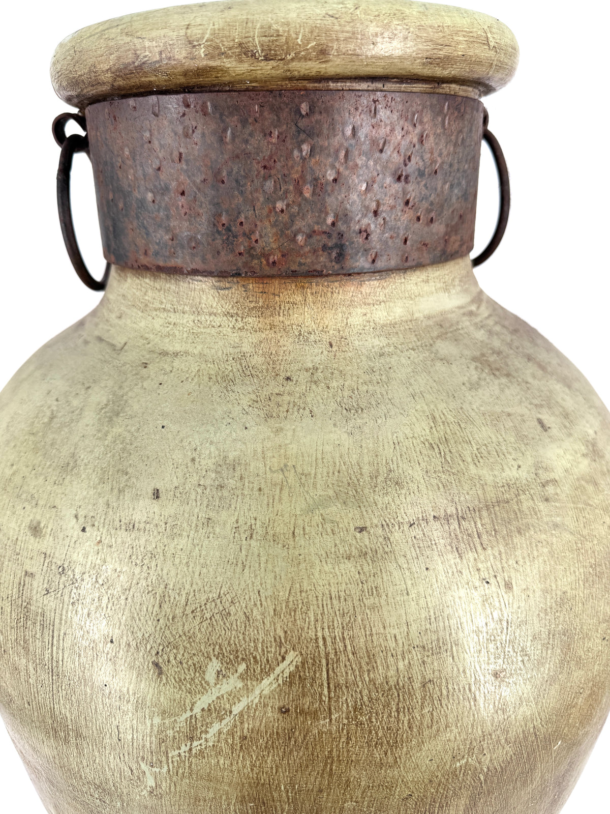 XXL BODENVASE 76CM ANTIK-STIL KERAMIK AMPHORE METALLGRIFF