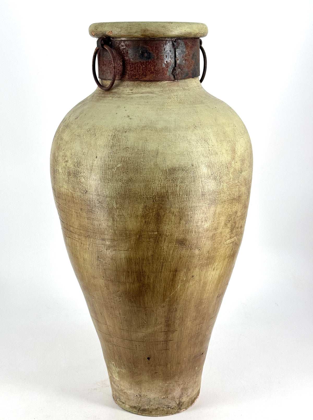 XXL BODENVASE 76CM ANTIK-STIL KERAMIK AMPHORE METALLGRIFF