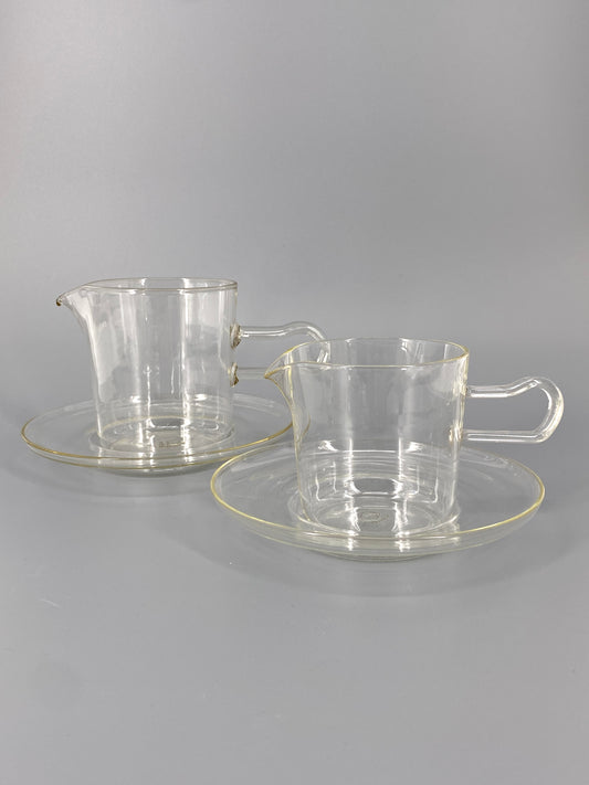 2 Sauciere "Soser" von Wilhelm Wagenfeld für Jenaer Glaswerk Schott & Gen., Deutschland, 1950er