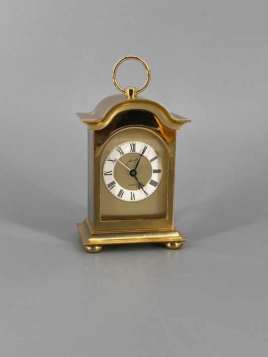 Goldene Quartz Tischuhr von Schmid mit Tragegriff