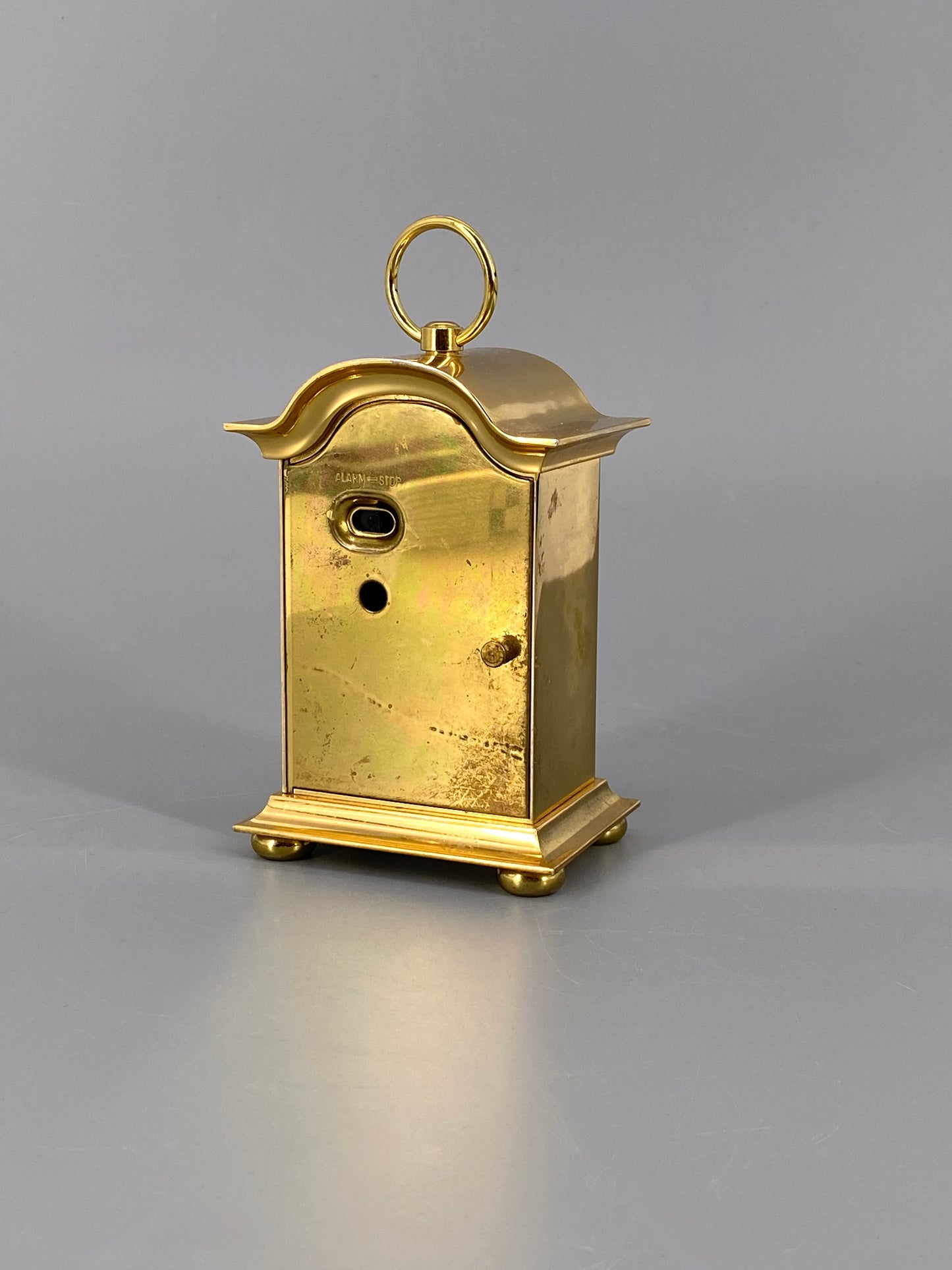 Goldene Quartz Tischuhr von Schmid mit Tragegriff