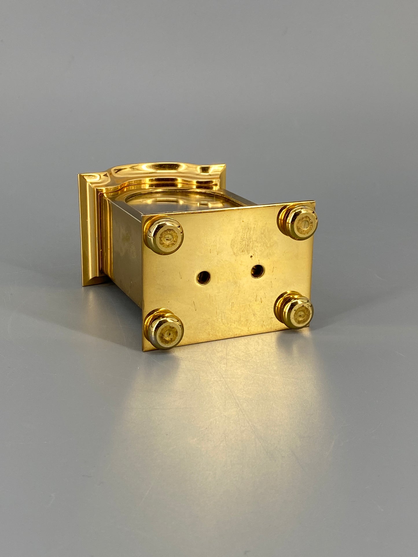 Goldene Quartz Tischuhr von Schmid mit Tragegriff