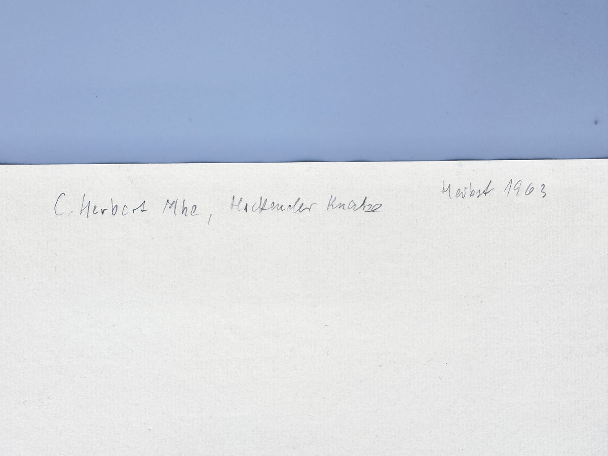 Kunstdruck Kohlezeichnung, Sitzender Knabe.