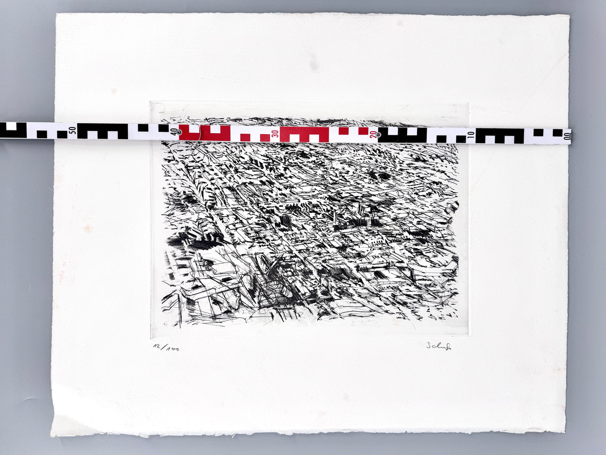 Radierung, Rudolf Schoofs. Landschaft des Informel, signiert