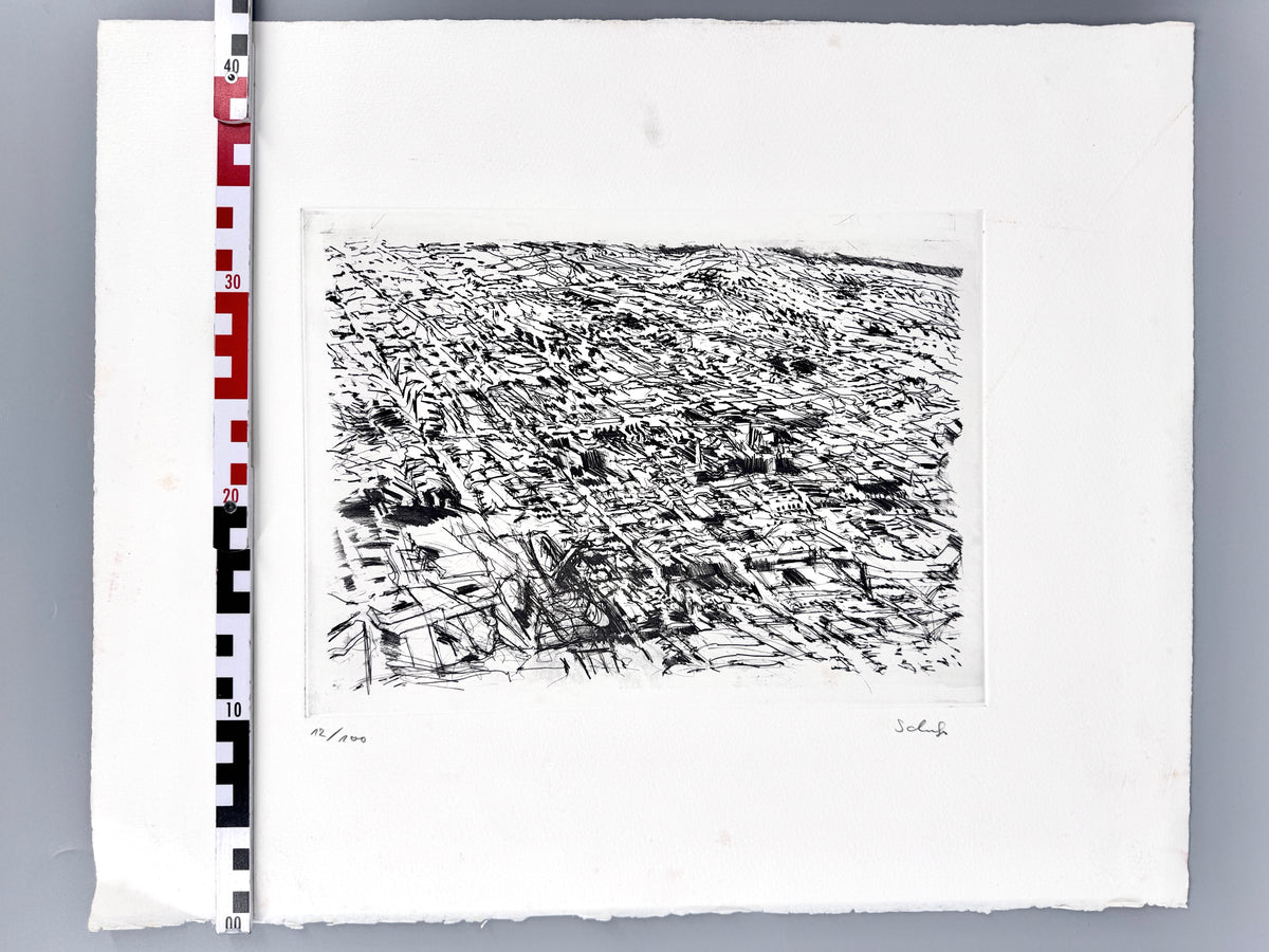 Radierung, Rudolf Schoofs. Landschaft des Informel, signiert