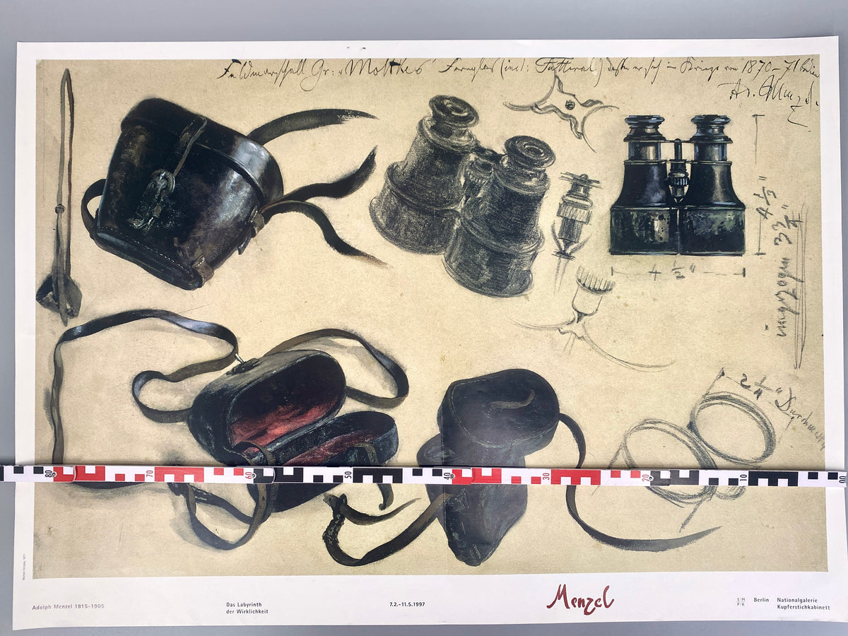 Ausstellungsplakat, Adolph Menzel. Das Labyrinth der Wirklichkeit, Moltkes Fernglas.