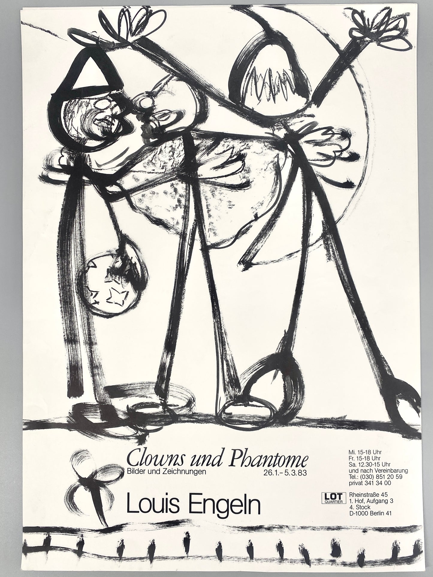 Ausstellungsplakat, Louis Engeln. Clowns und Phantome, LOT QUARTIER Berlin