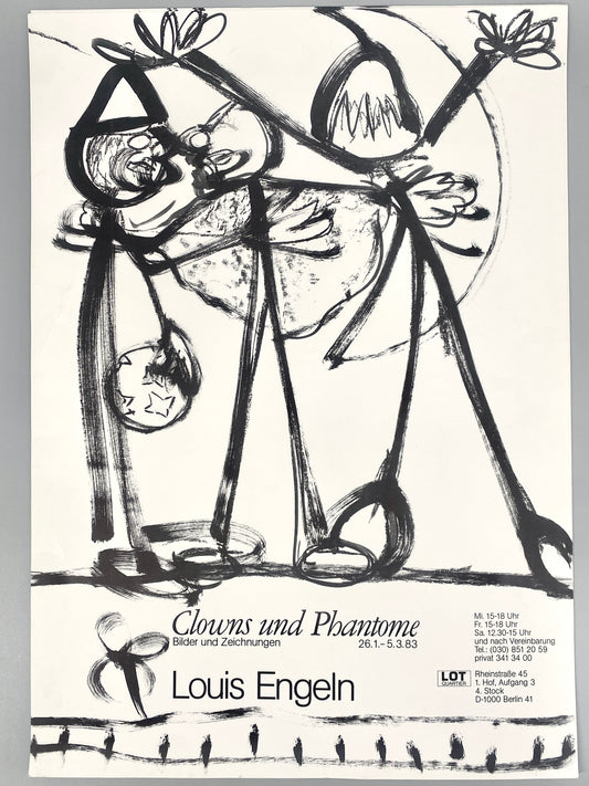 Ausstellungsplakat, Louis Engeln. Clowns und Phantome, LOT QUARTIER Berlin