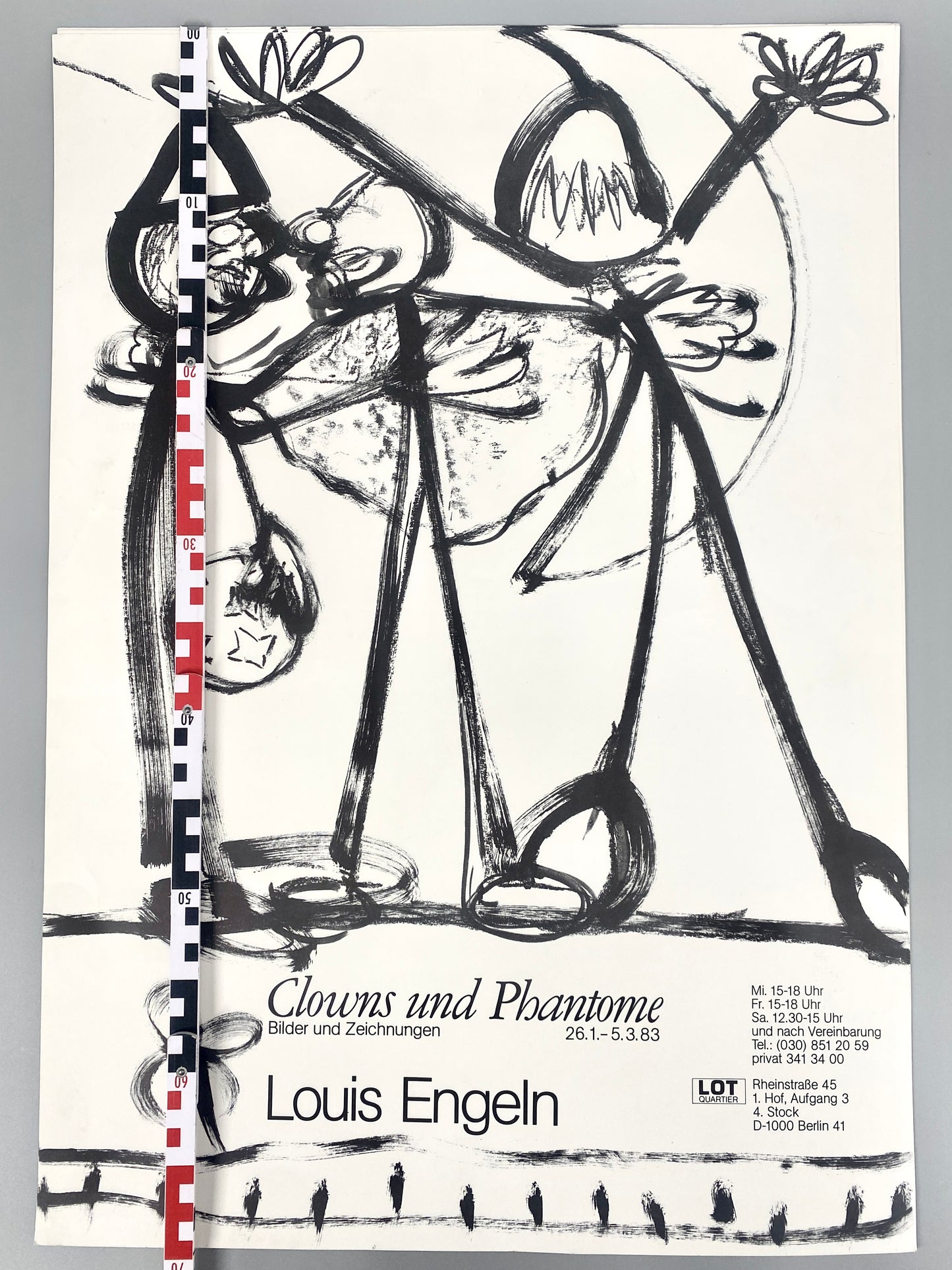 Ausstellungsplakat, Louis Engeln. Clowns und Phantome. LOT QUARTIER Berlin