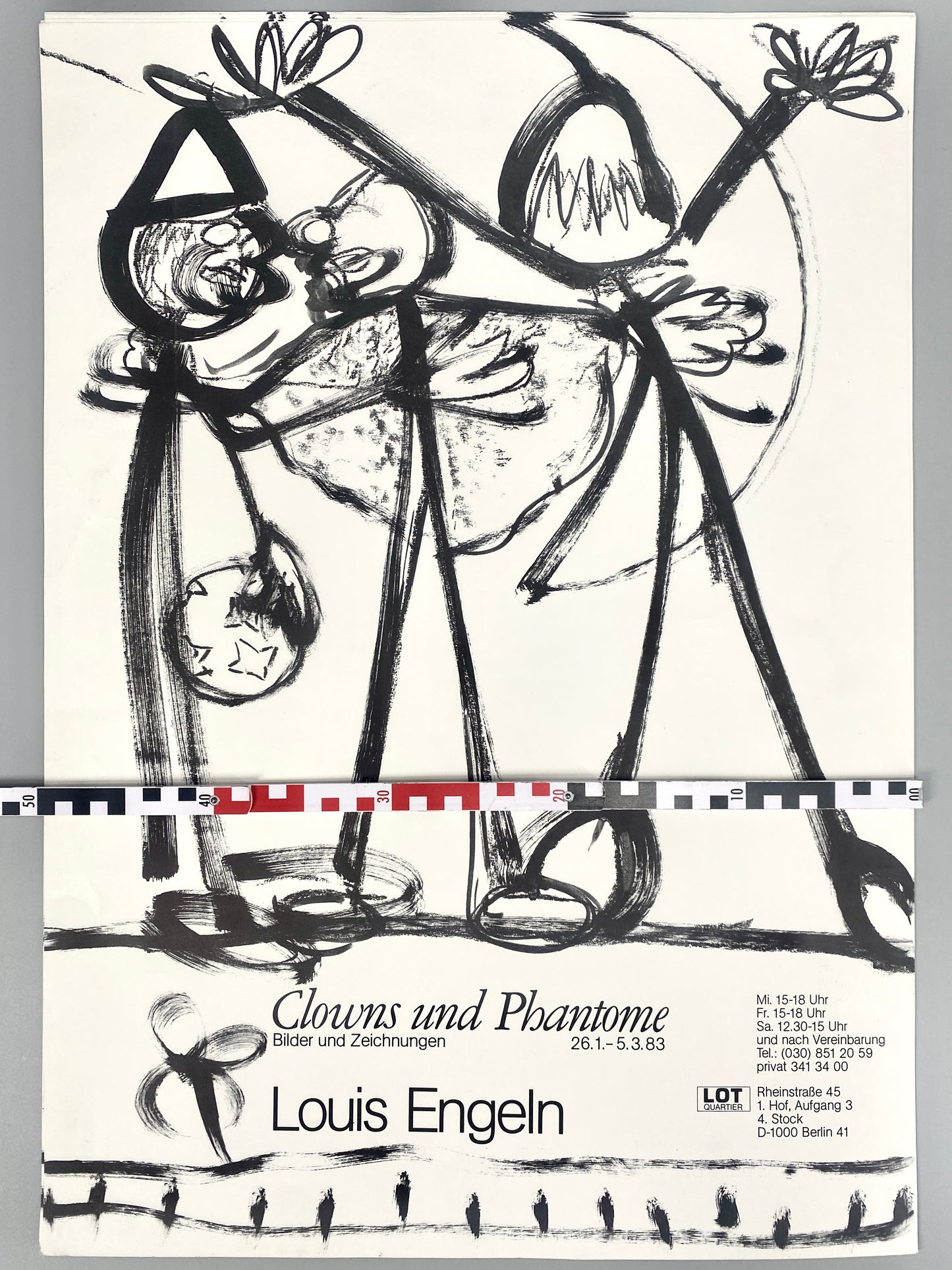 Ausstellungsplakat, Louis Engeln. Clowns und Phantome, LOT QUARTIER Berlin