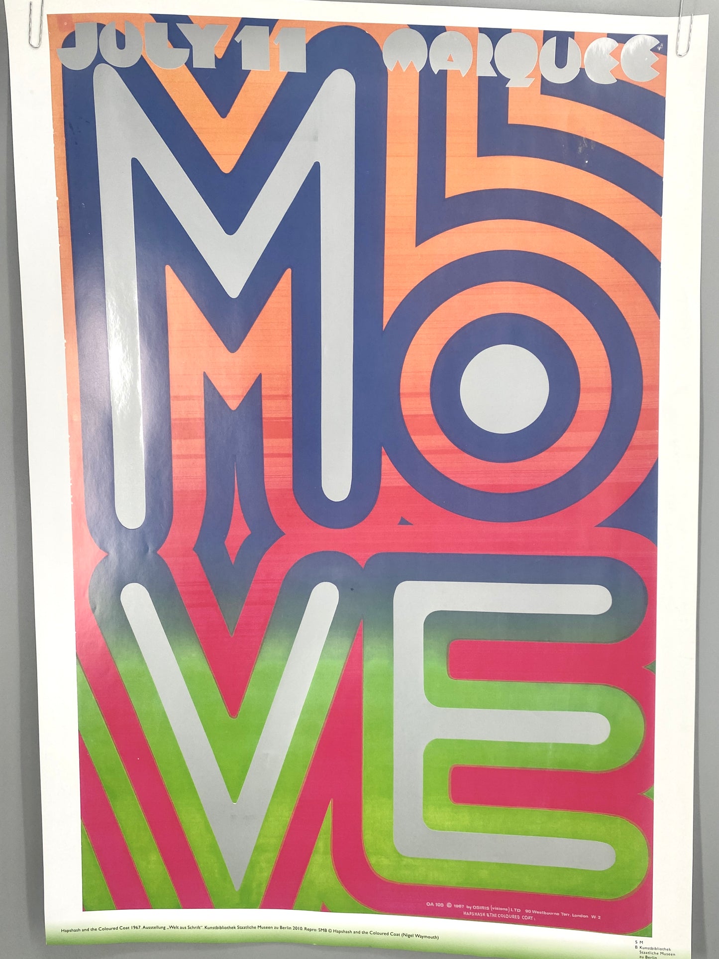 Ausstellungsplakat Berlin, Reprodukton The Move at Marquee. Studio Hapshash and the coloured coat