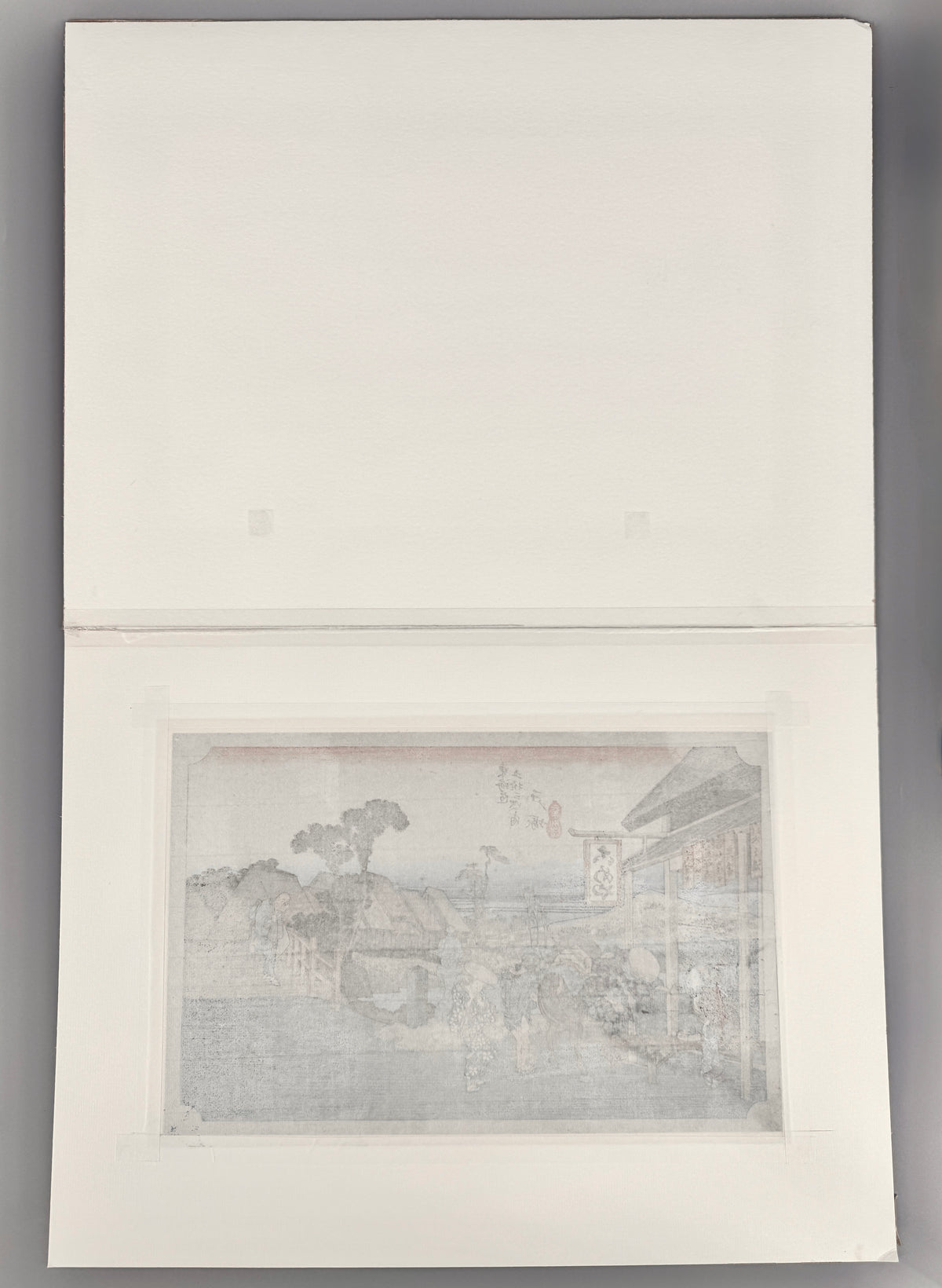 Japanischer Farbholzschnitt, Hiroshige Ando. Totsuka, eine der 53 Stationen des Toikaido