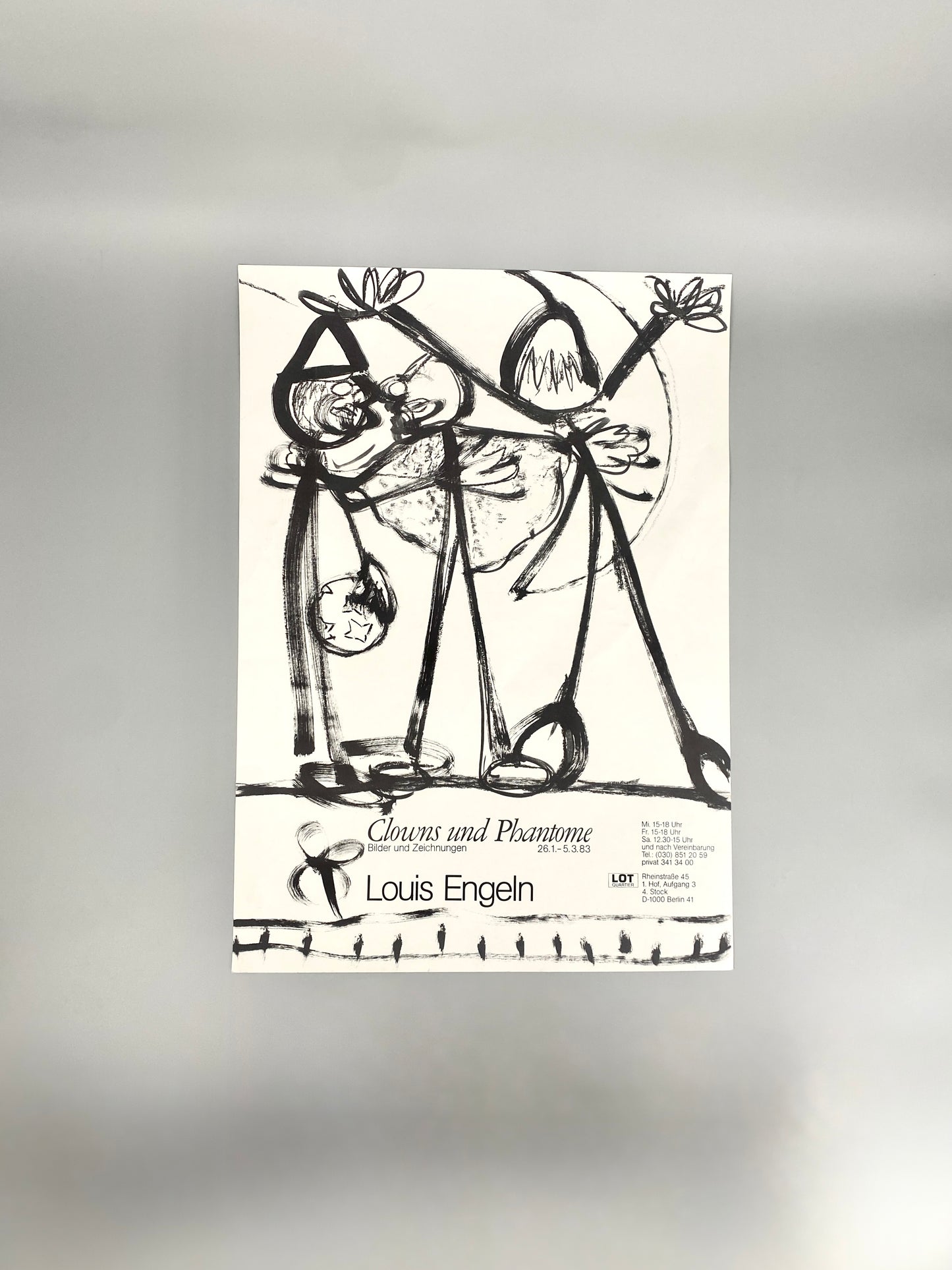 Ausstellungsplakat, Louis Engeln. Clowns und Phantome. LOT QUARTIER Berlin