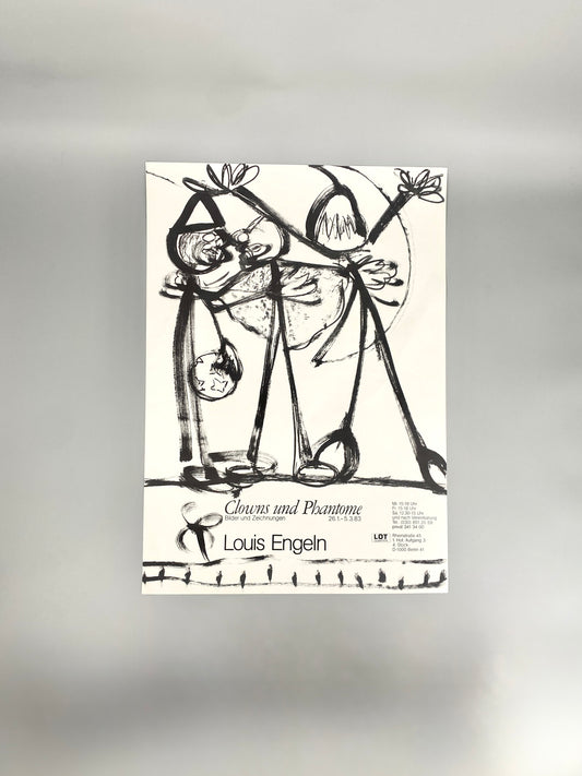 Ausstellungsplakat, Louis Engeln. Clowns und Phantome. LOT QUARTIER Berlin