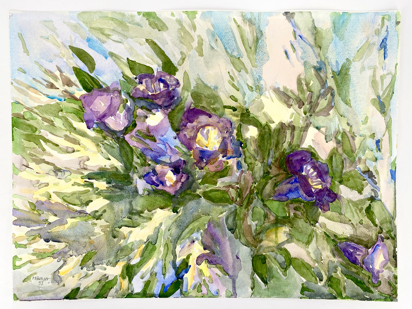 Original-Aquarell in kräftigen Farben. Blumenmotiv