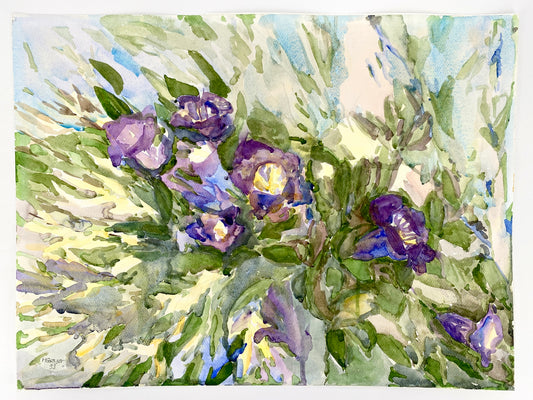 Original-Aquarell in kräftigen Farben. Blumenmotiv