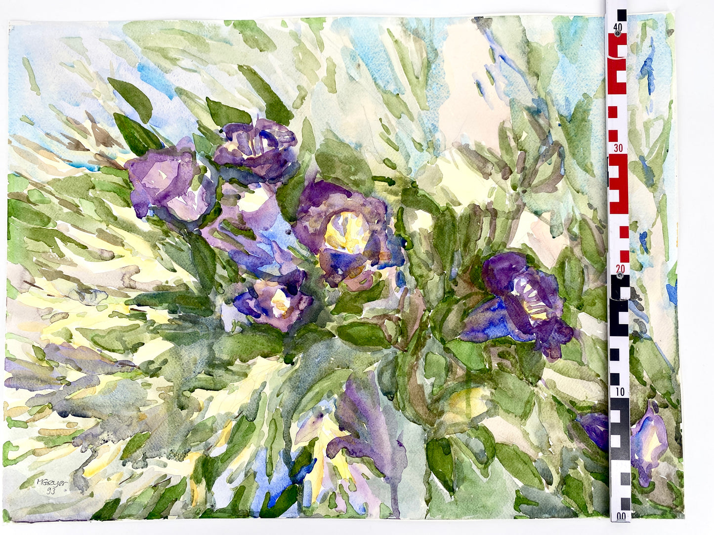 Original-Aquarell in kräftigen Farben. Blumenmotiv