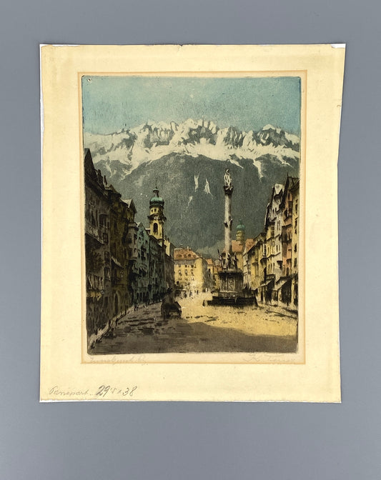 Signierte Farbradierung "Innsbruck" von K. Turek
