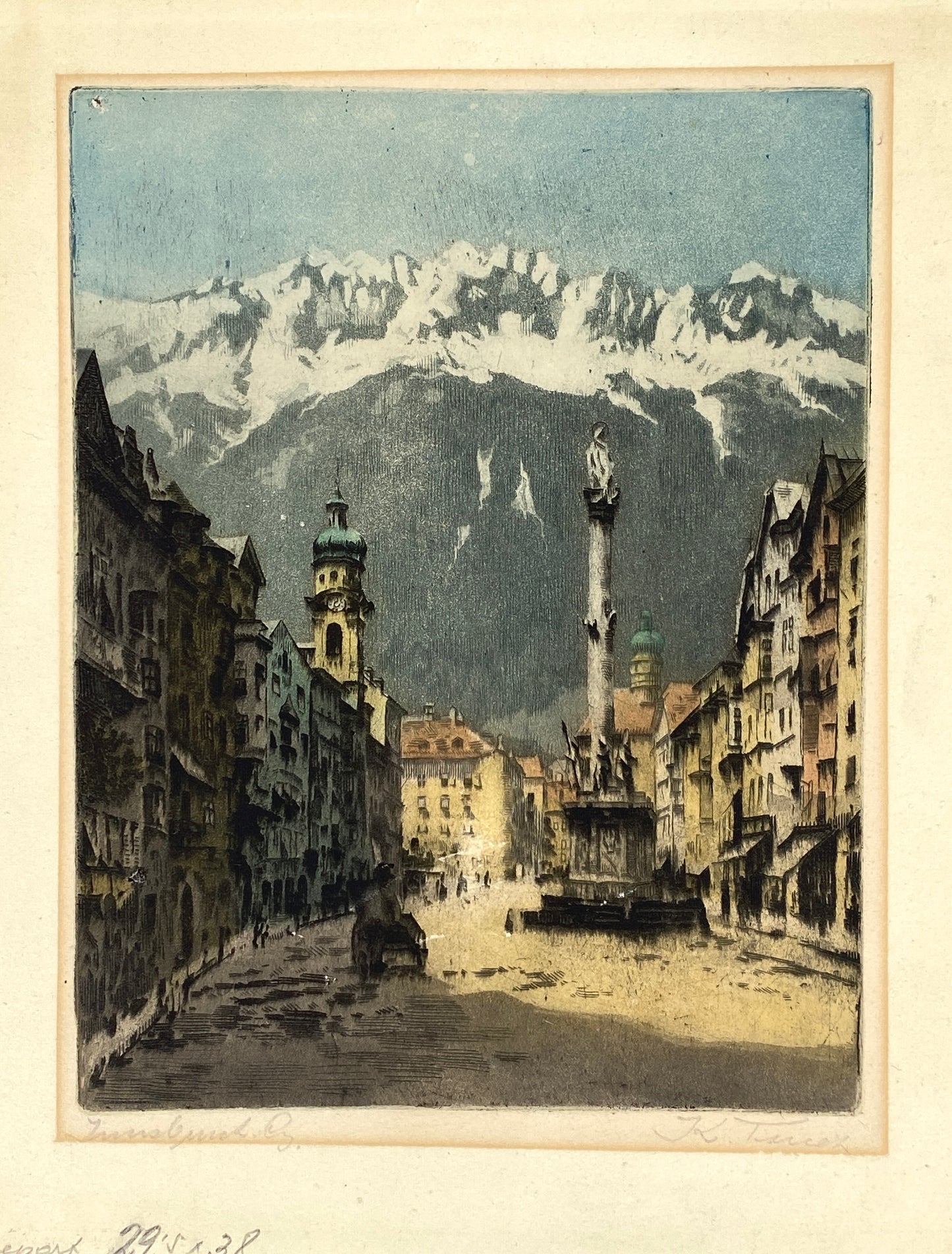 Signierte Farbradierung "Innsbruck" von K. Turek