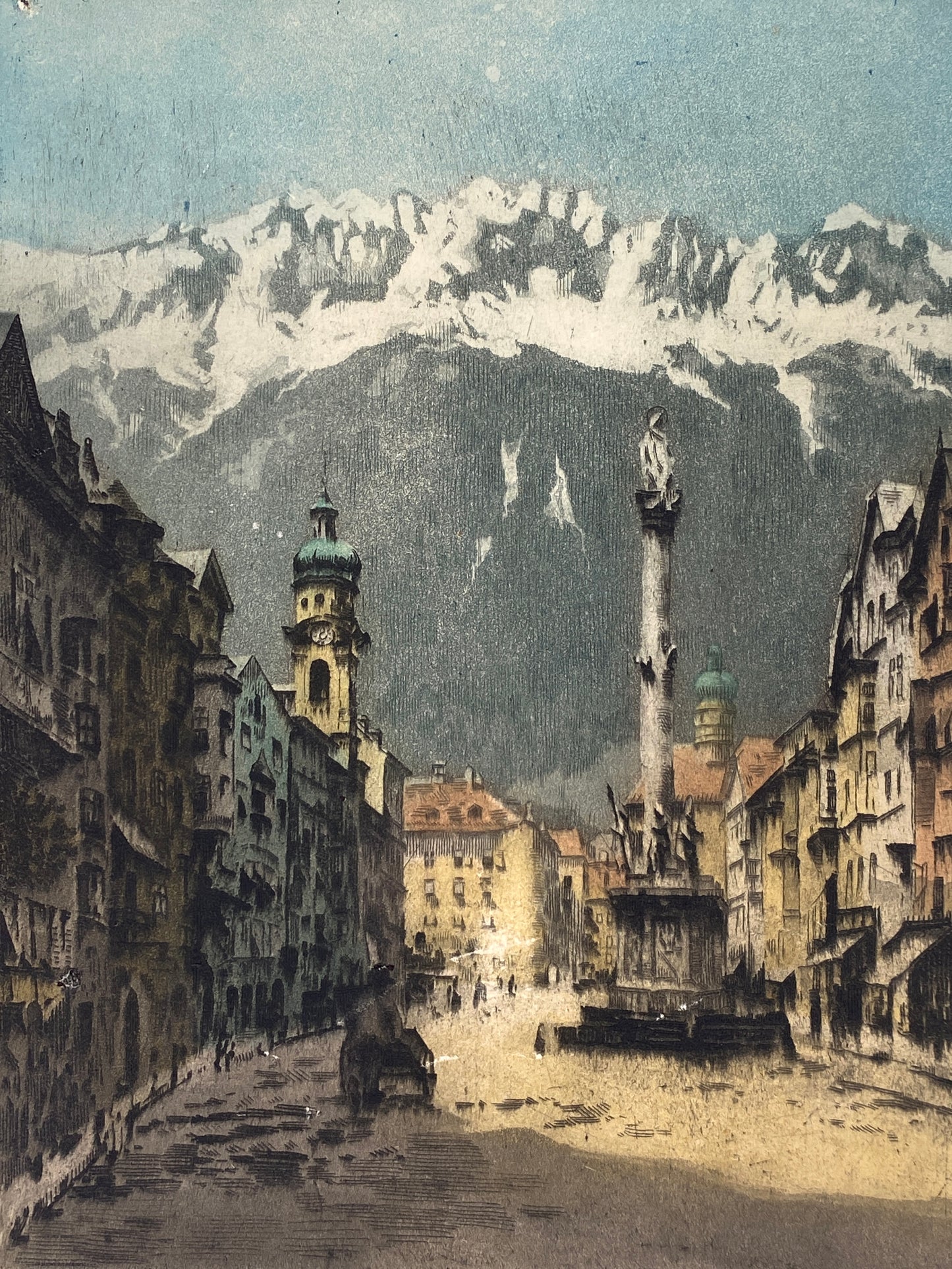 Signierte Farbradierung "Innsbruck" von K. Turek