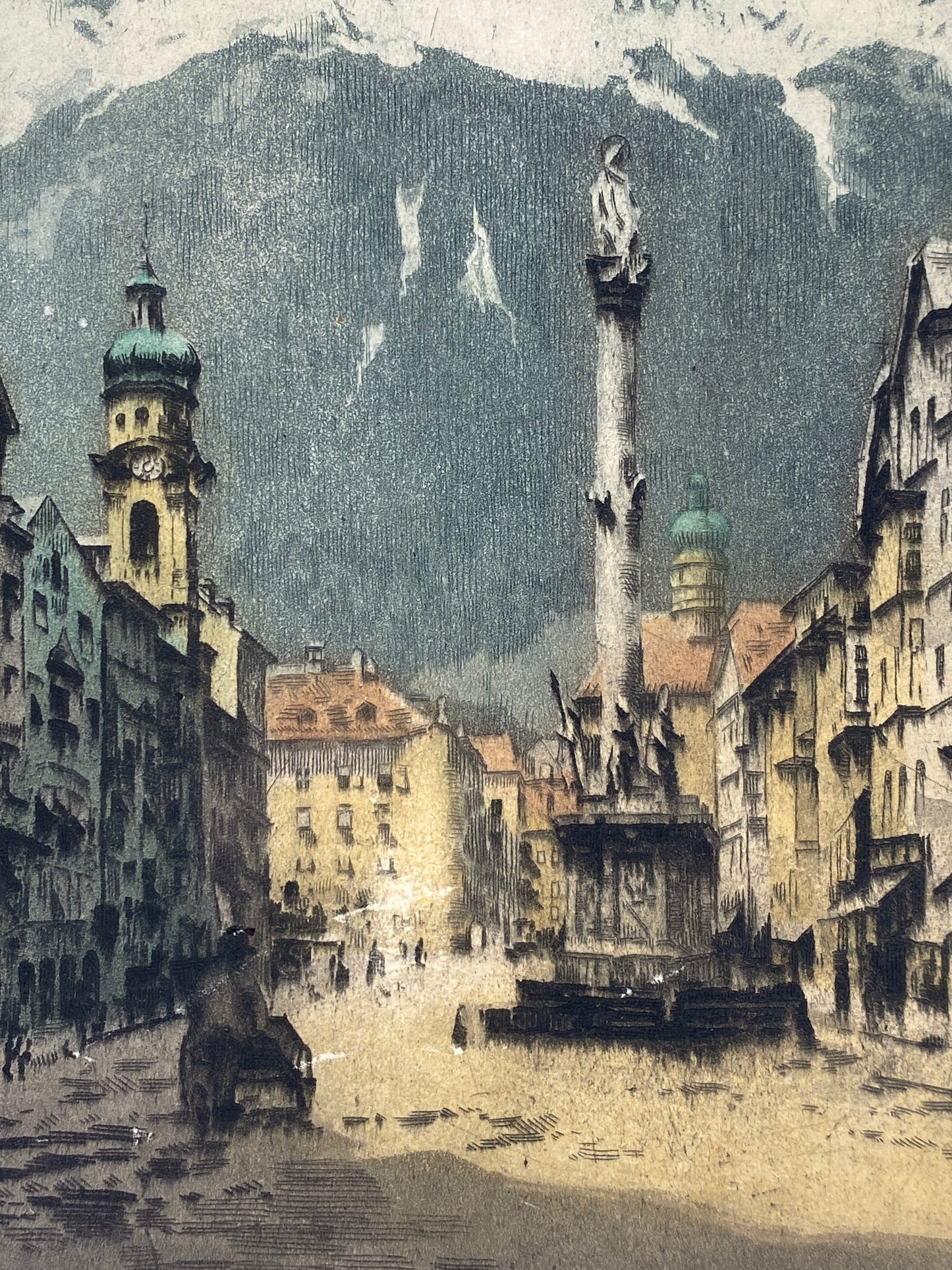 Signierte Farbradierung "Innsbruck" von K. Turek