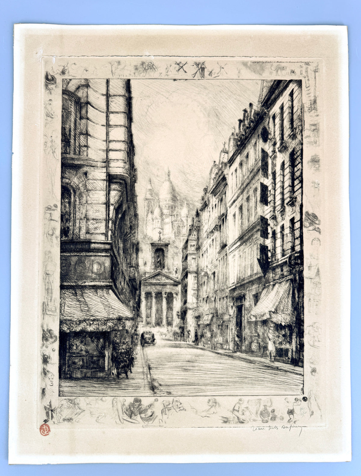 Jean Jules Dufour - Paris, Belle Epoque. Straßenszene mit Sacre Couer