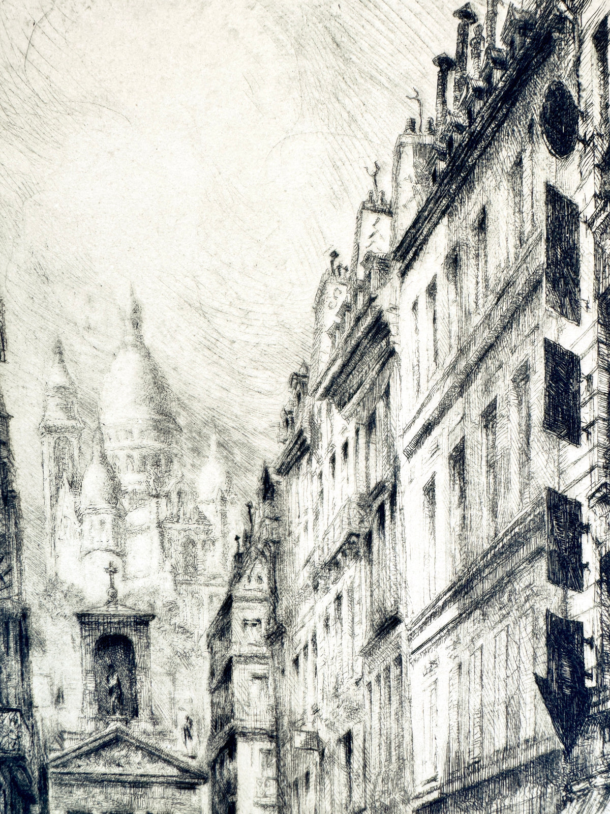 Jean Jules Dufour - Paris, Belle Epoque. Straßenszene mit Sacre Couer