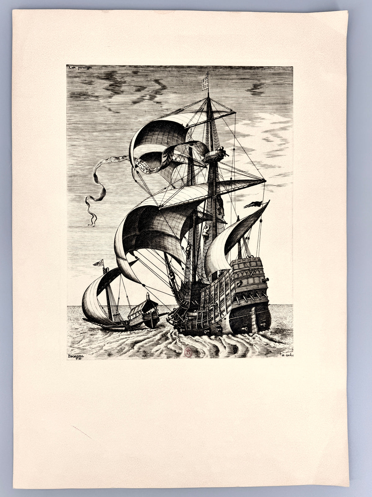 Pieter Bruegel - Kogge, seitlich von hinten gesehen. Reproduktion Les Editions Braun et Cie