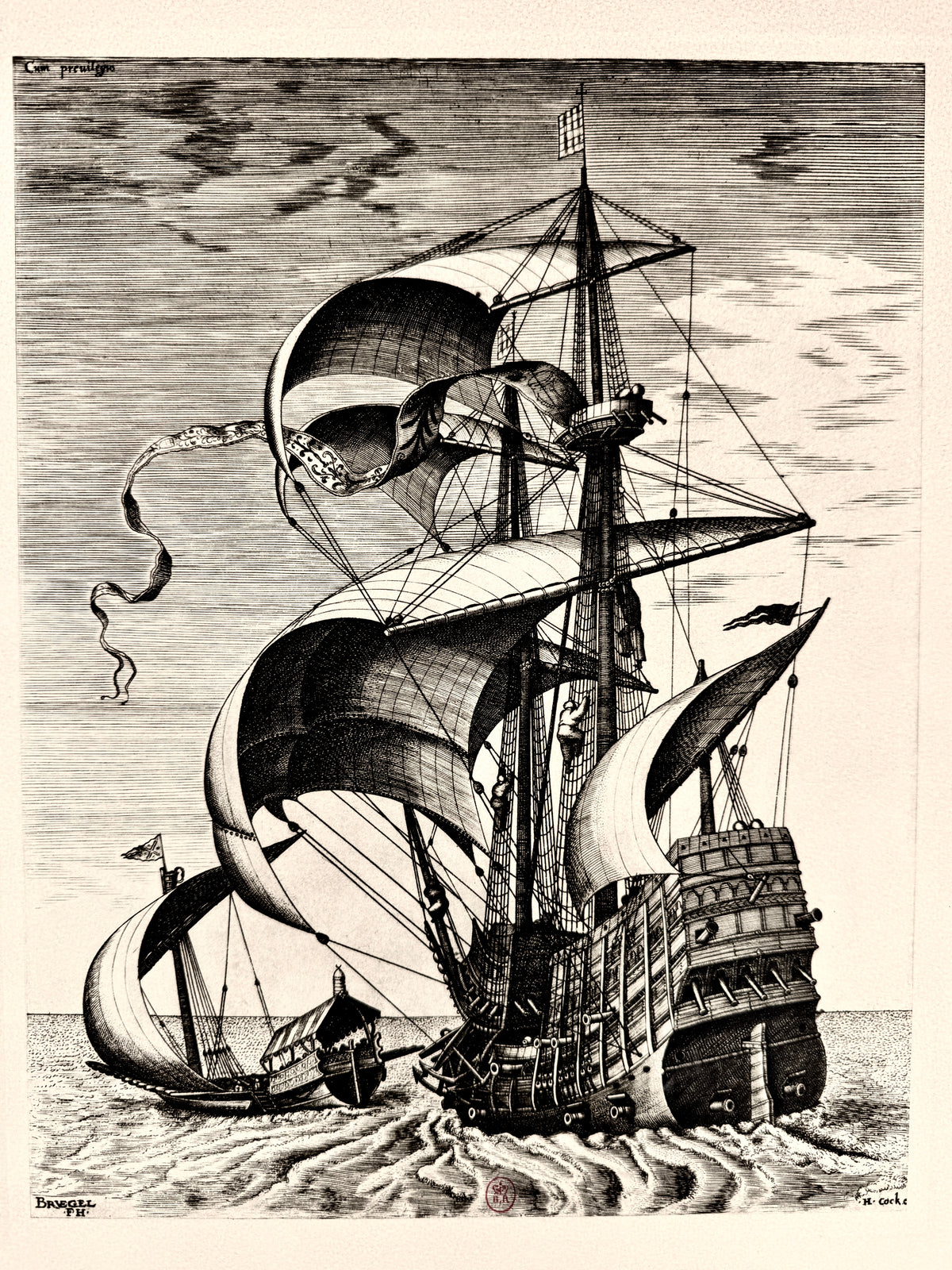 Pieter Bruegel - Kogge, seitlich von hinten gesehen. Reproduktion Les Editions Braun et Cie