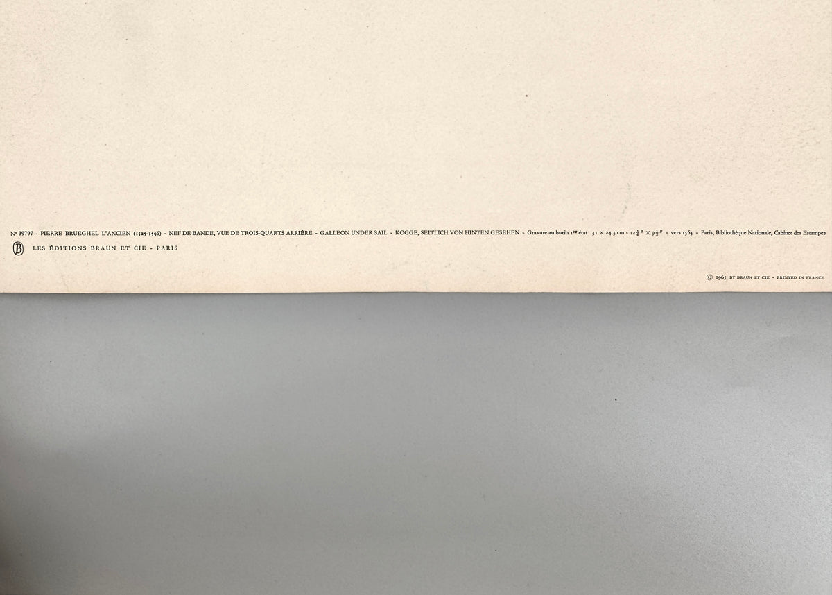 Pieter Bruegel - Kogge, seitlich von hinten gesehen. Reproduktion Les Editions Braun et Cie