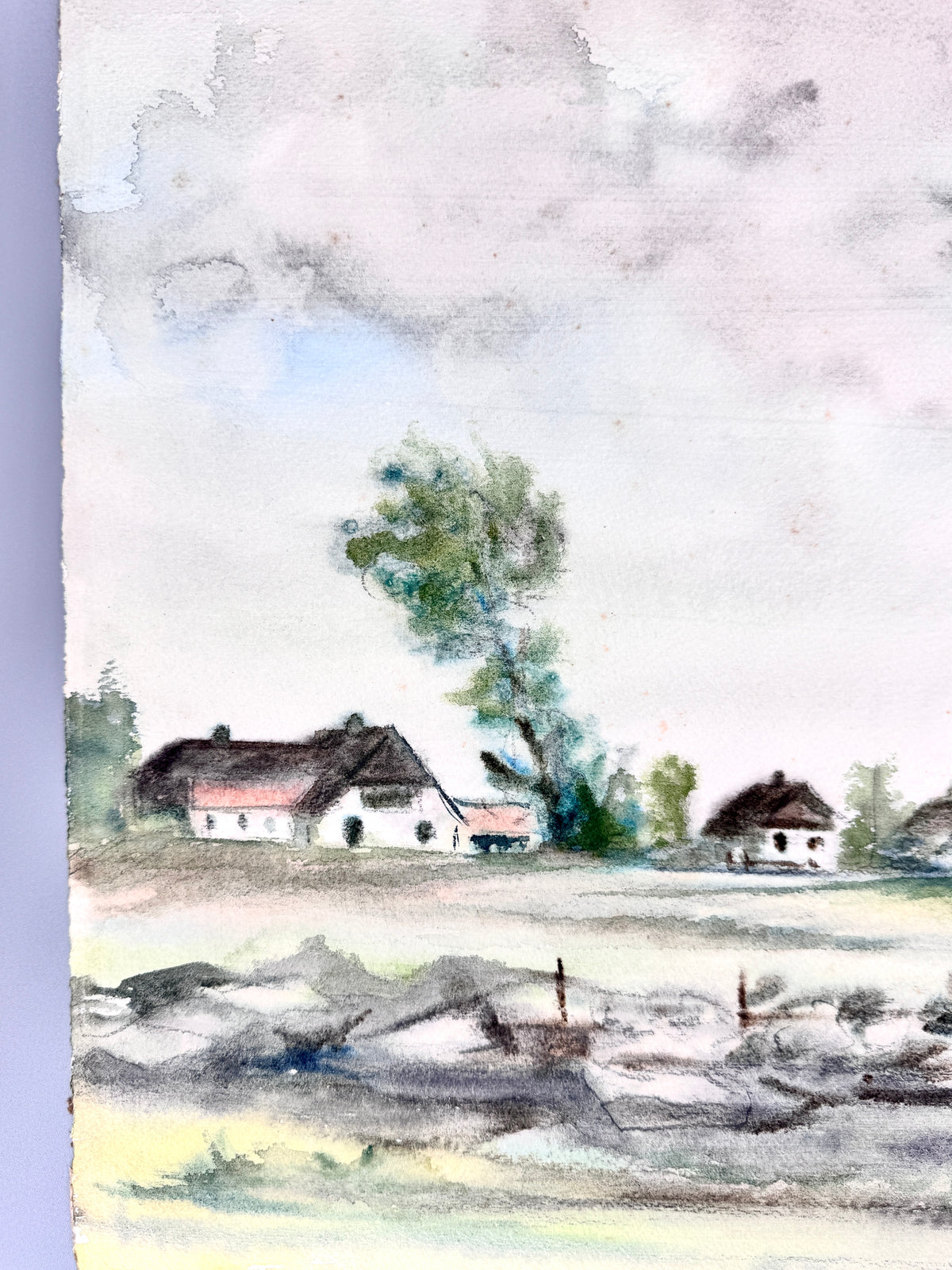 Moderne Ansicht eines Dorfes. Aquarell