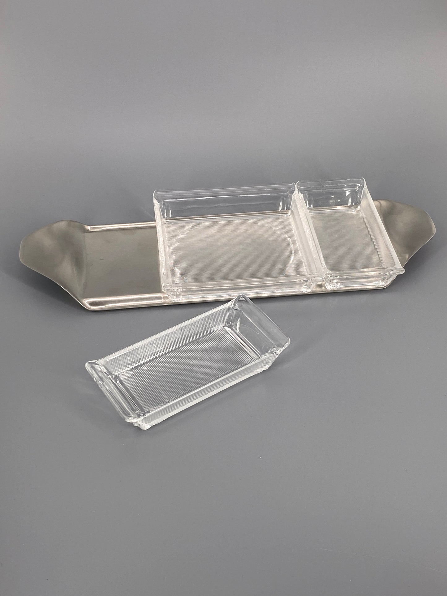 Kabarett von Wilhelm Wagenfeld für WMF, Cromargan und Glas, Deutschland, 60er