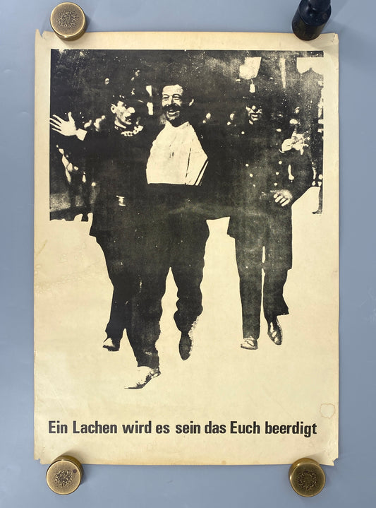 Anarchistisches Plakat "Ein Lachen wird es sein das Euch beerdigt" von den 70er Jahren, Rarität
